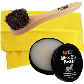 JobSite Mink Oil Paste w/Dauber Applicator Brush & Shine Cloth