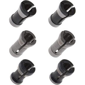 SING F LTD 6Pcs Router Bit Collet Chuck High Speed Steel Woodworking Milling Cutter Extension Collet Sleeve Adapters 6mm 6.35mm 8mm