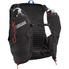 سترة CamelBak Apex Pro Run Endrance Racing مع تقنية RECCO - قارورة ناعمة للترطيب وغطاء عمود الرحلات - 4 مقاسات، صغير - أسود
