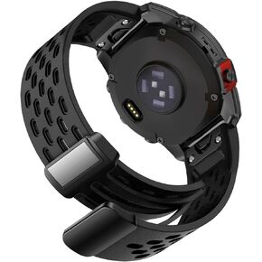 Abanen Air-holes Silicone Quick Fit 26mm Watch Band for Garmin epix Pro 51mm / Fenix 7X / Fenix 6X / Fenix 5X, Soft Sport Wrist Strap with Fold-over Magnetic Closure for Instinct 2X / Enduro