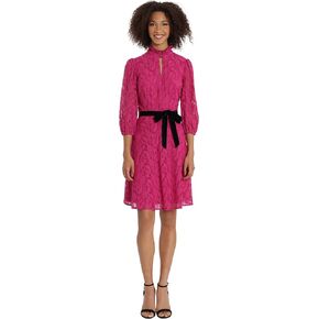 Maggy London Women's Satin Bow Tie Lace Mini Dress