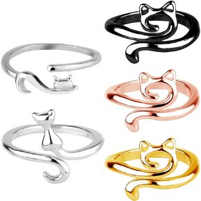 5pcs Cat Crochet Ring, Adjustable Knitting Crochet Loop Crochet Guide Ring Crochet Tension Ring Yarn Guide Finger Holder Companion Ring Yarn Regulator Crochet Accessories Gift