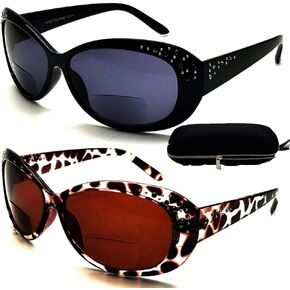 Bifocal Reading Sunglasses for Women Cateyes (2-Pack) Accessories Vintage Oval Designer Sun Readers