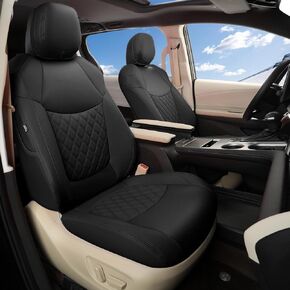 GIANT PANDA Custom Fit Sienna Car Seat Covers for Select Toyota Sienna LE, XLE 8 Passenger 2021 2022 2023 2024,Three Rows,Leather,(Full Set,Black)