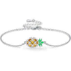 Pineapple Bracelet Sterling Silver Hawaiian Pineapple Bracelet for Women Fruit Summer Jewelry Gifts for Girls