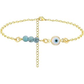 HUASAI Evil Eye Bracelet for Women Dainty ojo Luck Bracelet 14K Gold Plated Cute Beaded Bracelet for Girls