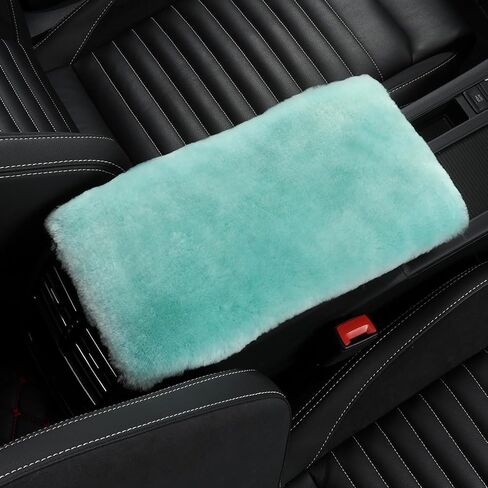 Genuine Sheepskin Center Console Cover Pad Genuine Furry Fluffy Wool Fur Car Armrest Cover Protector Universal Fit for SUV/Truck/Car in Saudi Arabia
