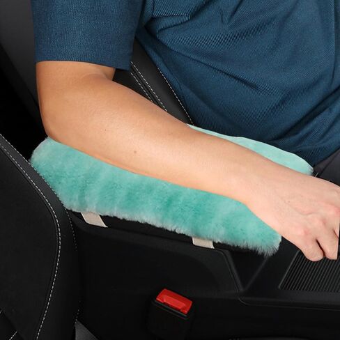 Genuine Sheepskin Center Console Cover Pad Genuine Furry Fluffy Wool Fur Car Armrest Cover Protector Universal Fit for SUV/Truck/Car in Saudi Arabia