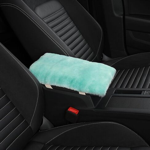 Genuine Sheepskin Center Console Cover Pad Genuine Furry Fluffy Wool Fur Car Armrest Cover Protector Universal Fit for SUV/Truck/Car in Saudi Arabia