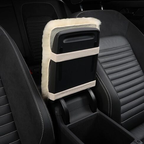 Genuine Sheepskin Center Console Cover Pad Genuine Furry Fluffy Wool Fur Car Armrest Cover Protector Universal Fit for SUV/Truck/Car in Saudi Arabia
