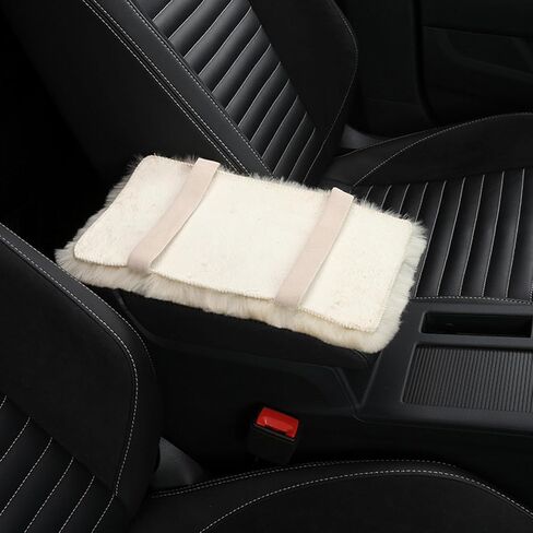 Genuine Sheepskin Center Console Cover Pad Genuine Furry Fluffy Wool Fur Car Armrest Cover Protector Universal Fit for SUV/Truck/Car in Saudi Arabia