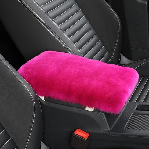 Genuine Sheepskin Center Console Cover Pad Genuine Furry Fluffy Wool Fur Car Armrest Cover Protector Universal Fit for SUV/Truck/Car in Saudi Arabia