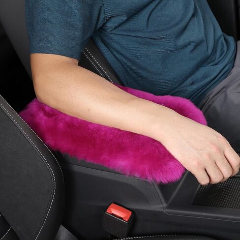 Genuine Sheepskin Center Console Cover Pad Genuine Furry Fluffy Wool Fur Car Armrest Cover Protector Universal Fit for SUV/Truck/Car in Saudi Arabia