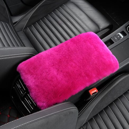 Genuine Sheepskin Center Console Cover Pad Genuine Furry Fluffy Wool Fur Car Armrest Cover Protector Universal Fit for SUV/Truck/Car in Saudi Arabia