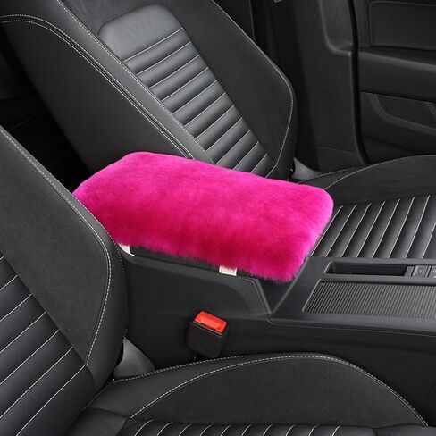 Genuine Sheepskin Center Console Cover Pad Genuine Furry Fluffy Wool Fur Car Armrest Cover Protector Universal Fit for SUV/Truck/Car in Saudi Arabia