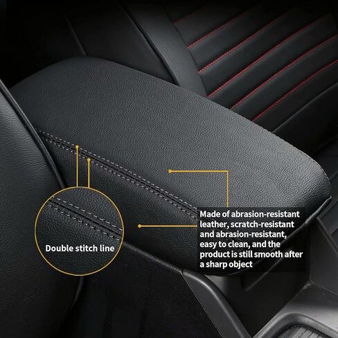 غطاء مسند الذراع لشركة Hyundai Elantra 2021 2022 2023 (فرامل أوتوماتيكية) أغطية وسادة وحدة التحكم المركزية مقاومة للخدش وسادة حماية ملحقات تزيين مسند الذراع (خط أسود) in Kuwait