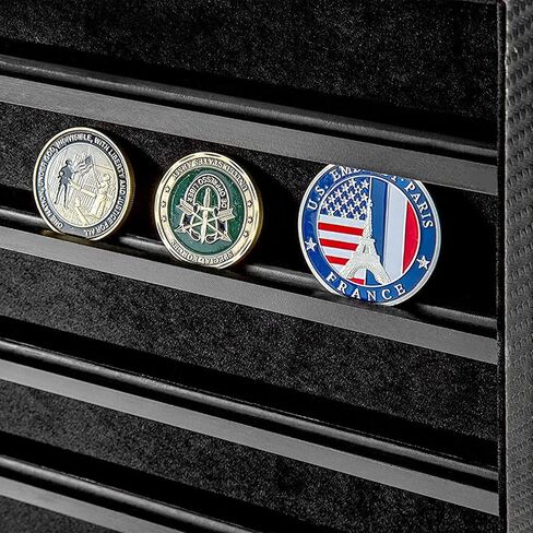 JackCube Design Military Challenge Coins & Casino Poker Chip and Medals/Pins/Badges/Ribbons Display Case/ 7 Tiers Black Rack Cabinet/Holder shadow box/acrylic door/ - :MK375A in Saudi Arabia