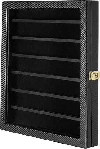 JackCube Design Military Challenge Coins & Casino Poker Chip and Medals/Pins/Badges/Ribbons Display Case/ 7 Tiers Black Rack Cabinet/Holder shadow box/acrylic door/ - :MK375A in Saudi Arabia