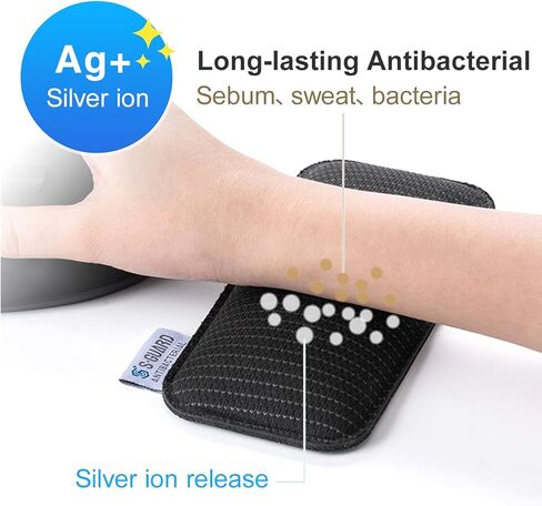 SANWA Wrist Rest for Mouse, Silver Ion, Fabric Material, Memory Foam, Non-Slip, Comfortable Gaming Wrist Pillow, Support for Office, Computer, Laptop, MacBook, Black, 6.3×2.95×0.79 inch in Kuwait