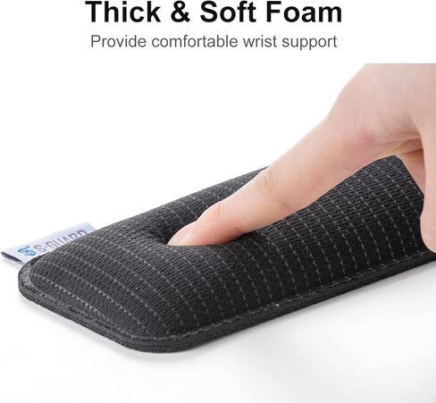 SANWA Wrist Rest for Mouse, Silver Ion, Fabric Material, Memory Foam, Non-Slip, Comfortable Gaming Wrist Pillow, Support for Office, Computer, Laptop, MacBook, Black, 6.3×2.95×0.79 inch in Kuwait