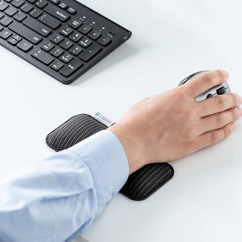 SANWA Wrist Rest for Mouse, Silver Ion, Fabric Material, Memory Foam, Non-Slip, Comfortable Gaming Wrist Pillow, Support for Office, Computer, Laptop, MacBook, Black, 6.3×2.95×0.79 inch in Kuwait