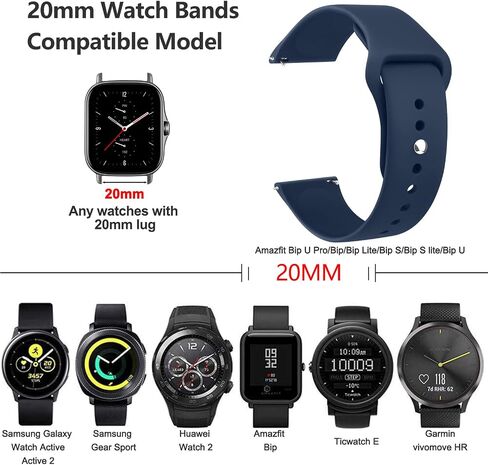 4 PACK Bands for Amazfit GTS 4 / GTS 4 Mini / GTS 3 / GTS / GTS2 / GTS 2e / GTS 2 mini Band Women Men, 20mm Quick Release Soft Silicone Sport Replacement Watch Strap for Amazfit Bip 3 Pro / Bip 3 / Bip U Pro / Bip / Bip Lite / Bip S / Bip S lite / Bip U in Saudi Arabia