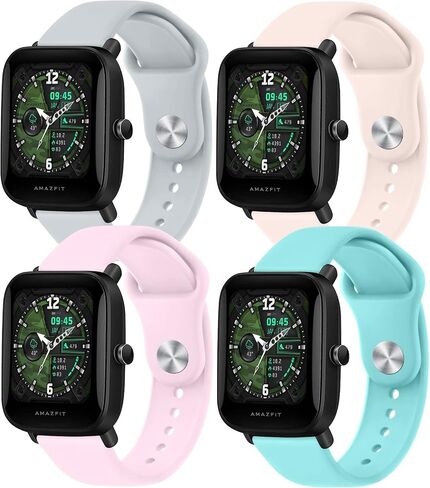 4 PACK Bands for Amazfit GTS 4 / GTS 4 Mini / GTS 3 / GTS / GTS2 / GTS 2e / GTS 2 mini Band Women Men, 20mm Quick Release Soft Silicone Sport Replacement Watch Strap for Amazfit Bip 3 Pro / Bip 3 / Bip U Pro / Bip / Bip Lite / Bip S / Bip S lite / Bip U in Saudi Arabia