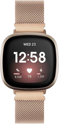 KOREDA Compatible with Fitbit Versa 3/Fitbit Sense Bands for Women Men, Stainless Steel Mesh Loop Replacement Bracelet Magnet Wristband Strap for Fitbit Versa 3/Sense Smartwatch (Rose Gold) in Saudi Arabia