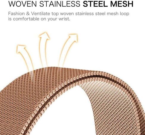 KOREDA Compatible with Fitbit Versa 3/Fitbit Sense Bands for Women Men, Stainless Steel Mesh Loop Replacement Bracelet Magnet Wristband Strap for Fitbit Versa 3/Sense Smartwatch (Rose Gold) in Saudi Arabia