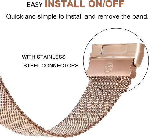 KOREDA Compatible with Fitbit Versa 3/Fitbit Sense Bands for Women Men, Stainless Steel Mesh Loop Replacement Bracelet Magnet Wristband Strap for Fitbit Versa 3/Sense Smartwatch (Rose Gold) in Saudi Arabia