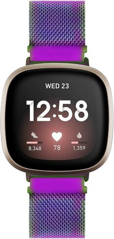 KOREDA Compatible with Fitbit Versa 3/Fitbit Sense Bands for Women Men, Stainless Steel Mesh Loop Replacement Bracelet Magnet Wristband Strap for Fitbit Versa 3/Sense Smartwatch (Rose Gold) in Saudi Arabia