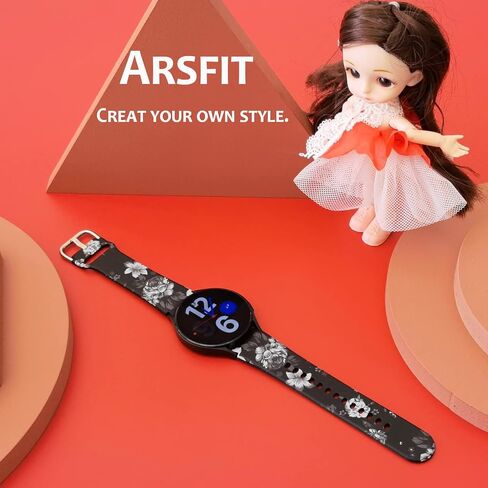 Arsfit Fancy Bands Compatible for Samsung Galaxy Watch 6/ Galaxy Watch 5 40mm 44mm 43mm 45mm 47mm / Galaxy Watch 4 40mm 44mm / Watch 4 Classic 42mm 46mm Band, Print Silicone Pattern Replacement Strap for Women Men Ladies Girls in Saudi Arabia