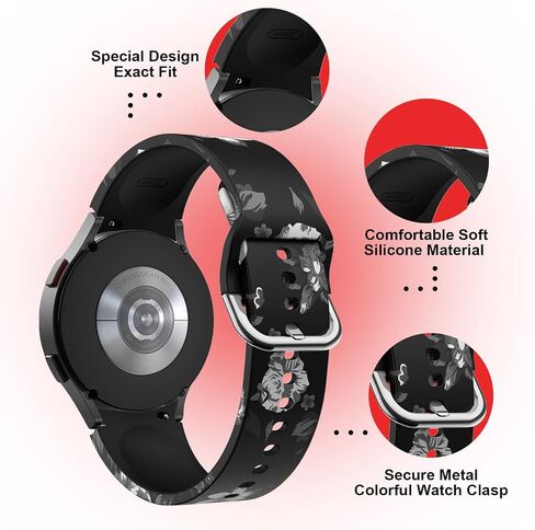 Arsfit Fancy Bands Compatible for Samsung Galaxy Watch 6/ Galaxy Watch 5 40mm 44mm 43mm 45mm 47mm / Galaxy Watch 4 40mm 44mm / Watch 4 Classic 42mm 46mm Band, Print Silicone Pattern Replacement Strap for Women Men Ladies Girls in Saudi Arabia