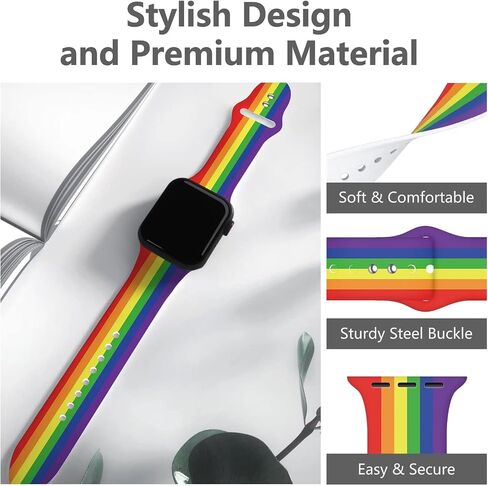 سوار ساعة Pride متوافق مع ساعة Apple 38 مم 40 مم 41 مم 42 مم 44 مم 45 مم أشرطة ساعة ذكية من السيليكون قابلة للاستبدال لسلسلة iWatch Series Ultra SE 9 8 7 6 5 4 3 2 1 in Kuwait