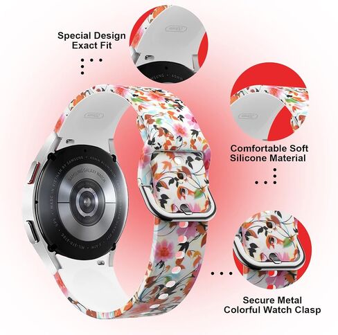 Arsfit Fancy Bands Compatible for Samsung Galaxy Watch 6/ Galaxy Watch 5 40mm 44mm 43mm 45mm 47mm / Galaxy Watch 4 40mm 44mm / Watch 4 Classic 42mm 46mm Band, Print Silicone Pattern Replacement Strap for Women Men Ladies Girls in Saudi Arabia
