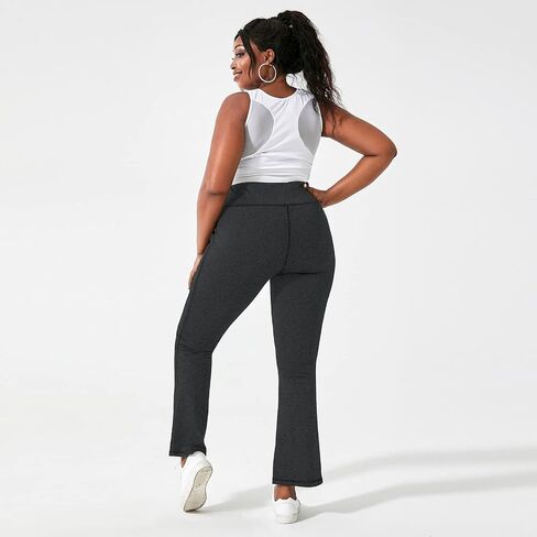 Honwenle Women's Plus Size Bootcut Yoga Pants with Pockets High Waisted Tummy Control Bootleg Flared Wide Leg Pants in Saudi Arabia