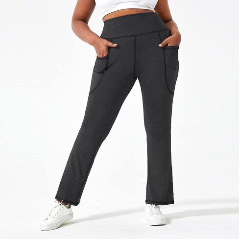 Honwenle Women's Plus Size Bootcut Yoga Pants with Pockets High Waisted Tummy Control Bootleg Flared Wide Leg Pants in Saudi Arabia