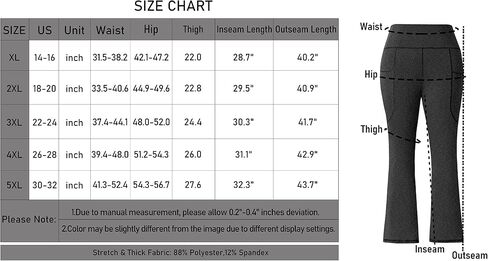 Honwenle Women's Plus Size Bootcut Yoga Pants with Pockets High Waisted Tummy Control Bootleg Flared Wide Leg Pants in Saudi Arabia