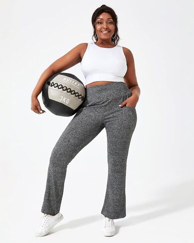 Honwenle Women's Plus Size Bootcut Yoga Pants with Pockets High Waisted Tummy Control Bootleg Flared Wide Leg Pants in Saudi Arabia