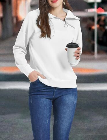 Women's Zipper Sweatshirt Turtleneck Long Sleeve Half Zip Pullover Spring Fall Fashion Hoodies in Saudi Arabia