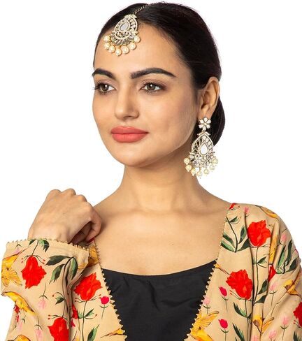 مجموعة حلق كوندان الزفاف الهندي التقليدي المطلي بالذهب ومجموعة ماانج تيكا للنساء (SJE_40) in Kuwait