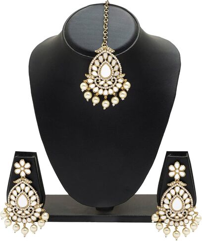 مجموعة حلق كوندان الزفاف الهندي التقليدي المطلي بالذهب ومجموعة ماانج تيكا للنساء (SJE_40) in Kuwait
