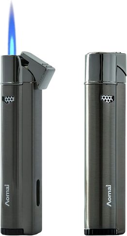 2 Pack Butane Refillable Torch Lighter Fuel Window Viewable Portable Single Jet Flame Adjustable (No Gas) (Grey) in Saudi Arabia