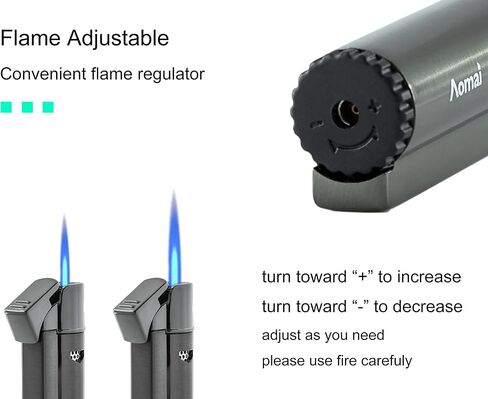 2 Pack Butane Refillable Torch Lighter Fuel Window Viewable Portable Single Jet Flame Adjustable (No Gas) (Grey) in Saudi Arabia