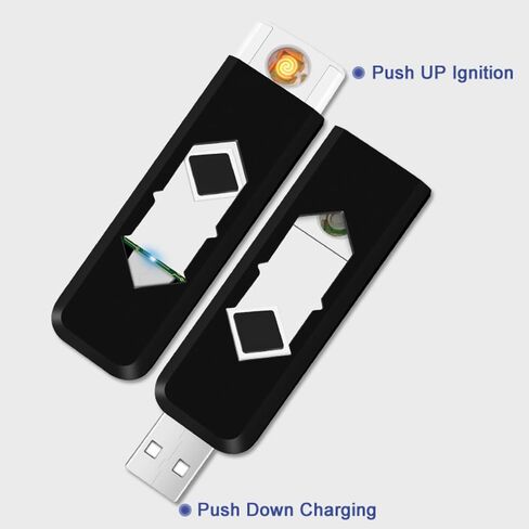 2 قطعة ولاعة إلكترونية صغيرة USB قابلة لإعادة الشحن ولاعة إشعال مقاومة للرياح عديمة اللهب خفيفة الوزن (أحمر) in Kuwait