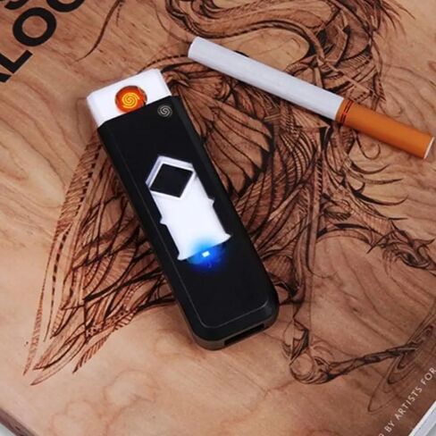 2 قطعة ولاعة إلكترونية صغيرة USB قابلة لإعادة الشحن ولاعة إشعال مقاومة للرياح عديمة اللهب خفيفة الوزن (أحمر) in Kuwait