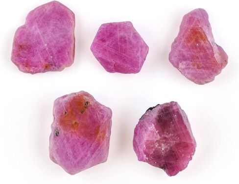 5pcs Genuine AA Raw Ruby Rough Slices Rock Gemstone, Chakra Healing Energy Birthstone Crystal for Jewelry Making Supplies, Gift for her, Wire Wrapping DIY Crafts, Wholesale Bulk Loose Gemstones in Saudi Arabia