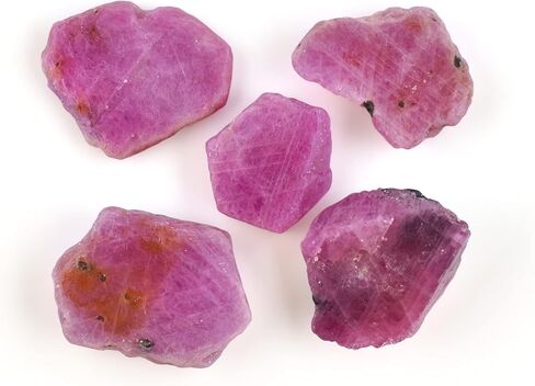 5pcs Genuine AA Raw Ruby Rough Slices Rock Gemstone, Chakra Healing Energy Birthstone Crystal for Jewelry Making Supplies, Gift for her, Wire Wrapping DIY Crafts, Wholesale Bulk Loose Gemstones in Saudi Arabia