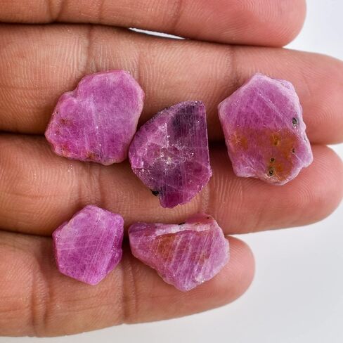 5pcs Genuine AA Raw Ruby Rough Slices Rock Gemstone, Chakra Healing Energy Birthstone Crystal for Jewelry Making Supplies, Gift for her, Wire Wrapping DIY Crafts, Wholesale Bulk Loose Gemstones in Saudi Arabia