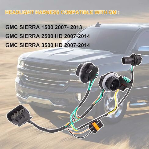 المصباح الأمامي الأسلاك تسخير 15841610 مجموعة مصابيح المصباح تسخير ضفيرة متوافق مع جي إم سي سييرا 1500 2007-2014 in Kuwait